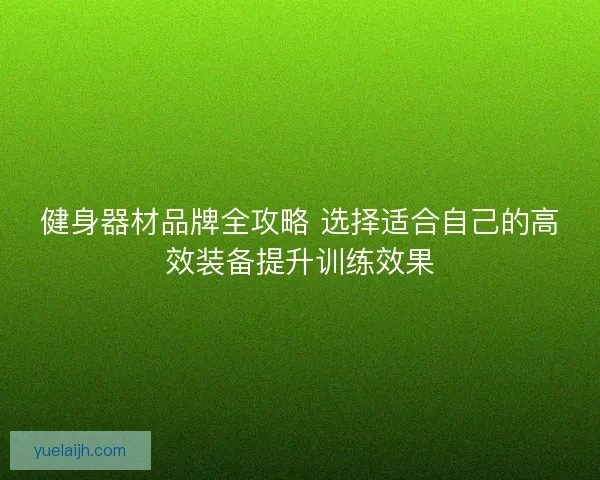 健身器材品牌全攻略 选择适合自己的高效装备提升训练效果
